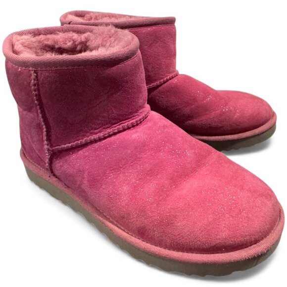 ✨ UGG Classic Mini “Milky Way” Pink Raspberry Sparkle Boots - Women’s Size 7 - Picture 1 of 7